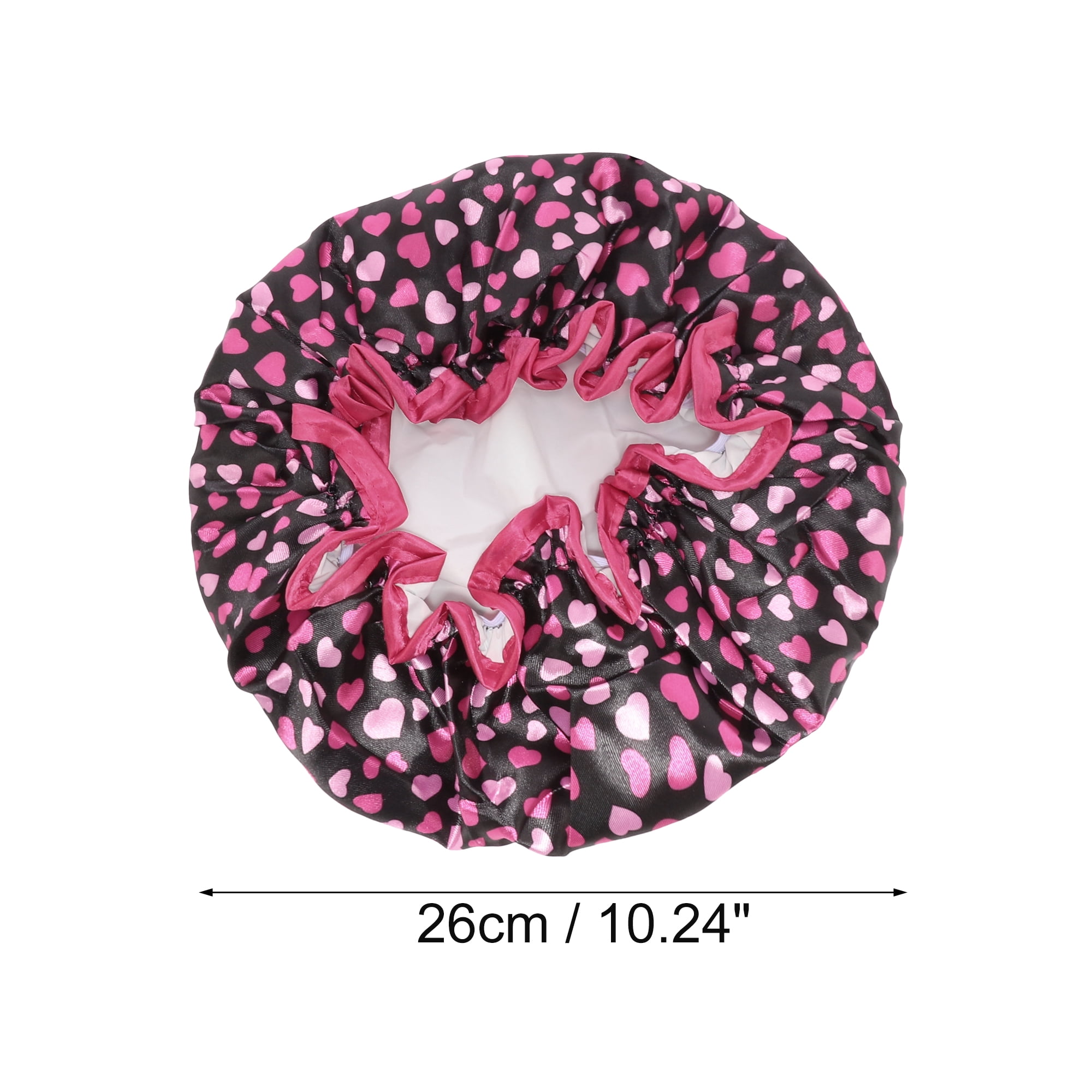 Unique Bargains Double Layer Heart-shaped Shower Cap Black, Red