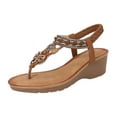 thumbnail image 1 of DAFEI Summer Ladies Bohemian Korean Thick Bottom Rhinestone Sandals Female Fashion Slope Heel Sandals, 1 of 7