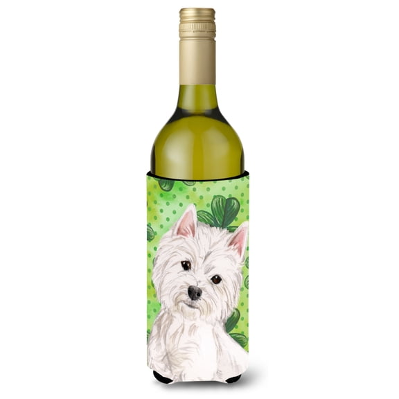 Carolines Treasures BB9534LITERK Westie St. Patricks Wine Bottle Beverge Insulator Hugger  Wine Bottle multicolor