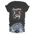 thumbnail image 2 of Drie Short Sleeve Casual Tops Trendy Solid Loose Fit Tshirt Christmas Plus Size Graphic Tees for Women Grey,M, 2 of 6
