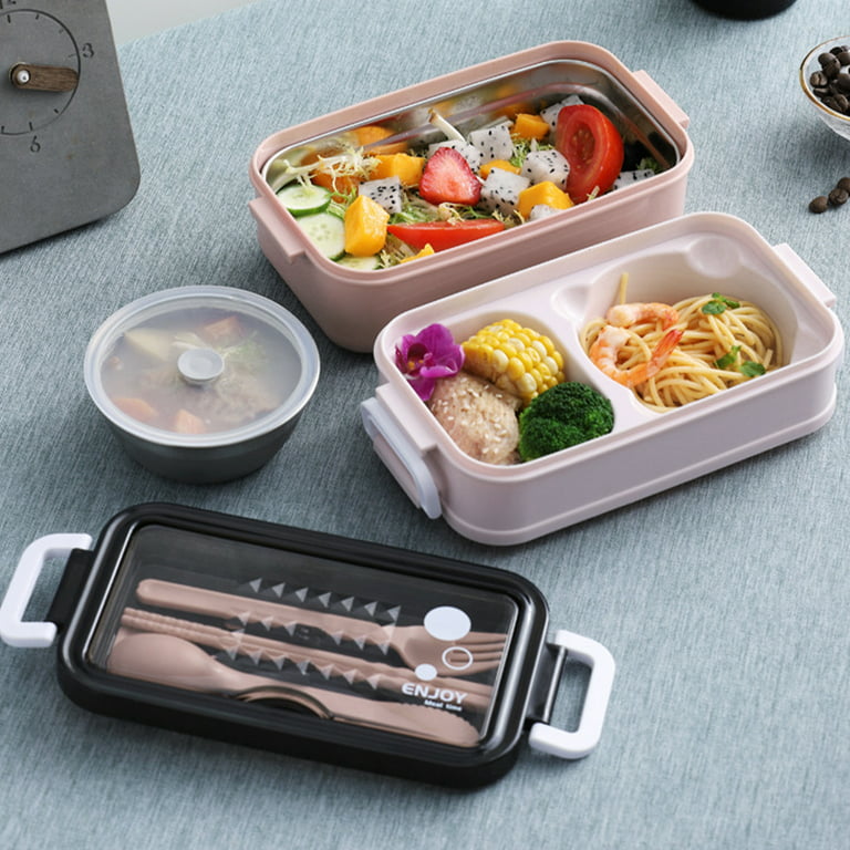 Lunch Boxes for Kids, Plastic Silverware-Bento Box Set with  Dividers,Chopsticks