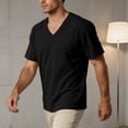 thumbnail image 5 of Stamzod Mens Shirts Summer V-Neck Corduroy Pullover Tops Loose Casual Short Sleeve T-Shirts Plus Size Men Clothing Black L, 5 of 9