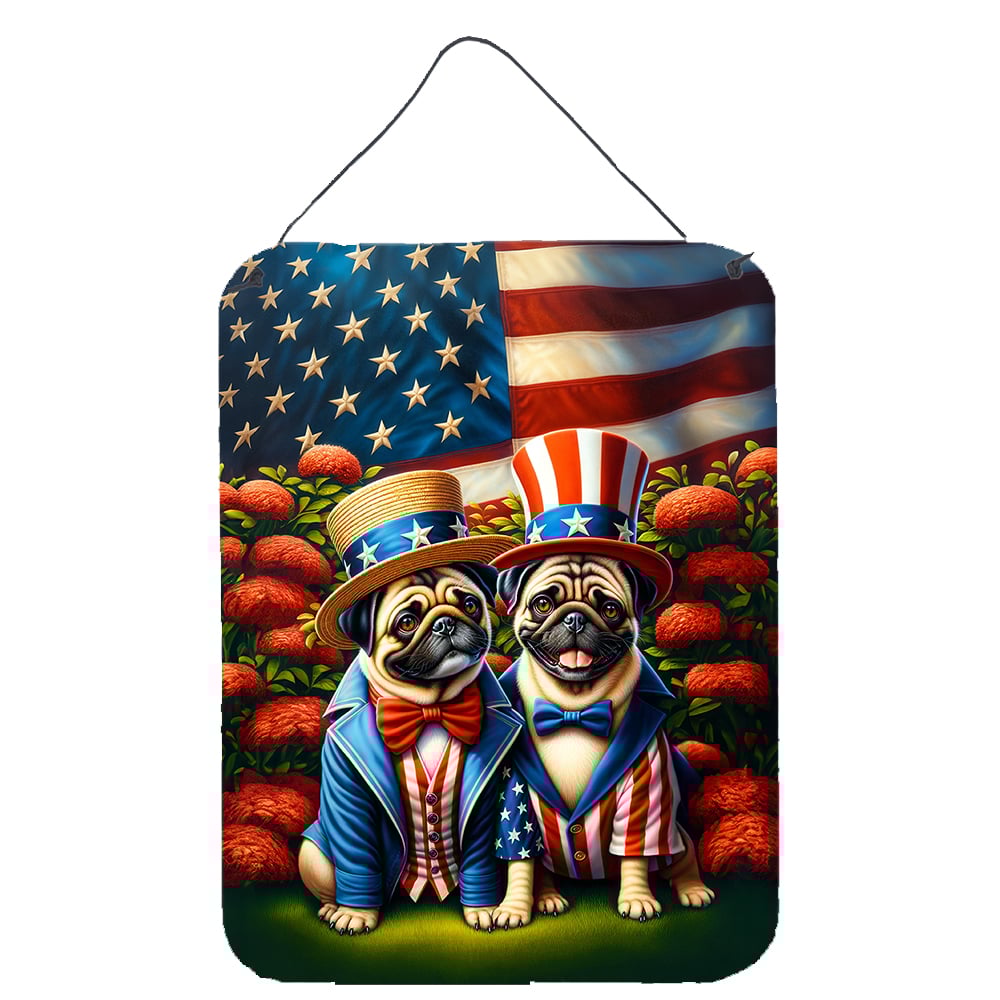 All American Pug Wall or Door Hanging Prints 12 in x 16 in
