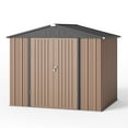 thumbnail image 3 of Brown Outdoor Storage Shed, Asofer 8x6ft Shed w/Locking Entry & Ventilation for Courtyard, Garden, 3 of 8