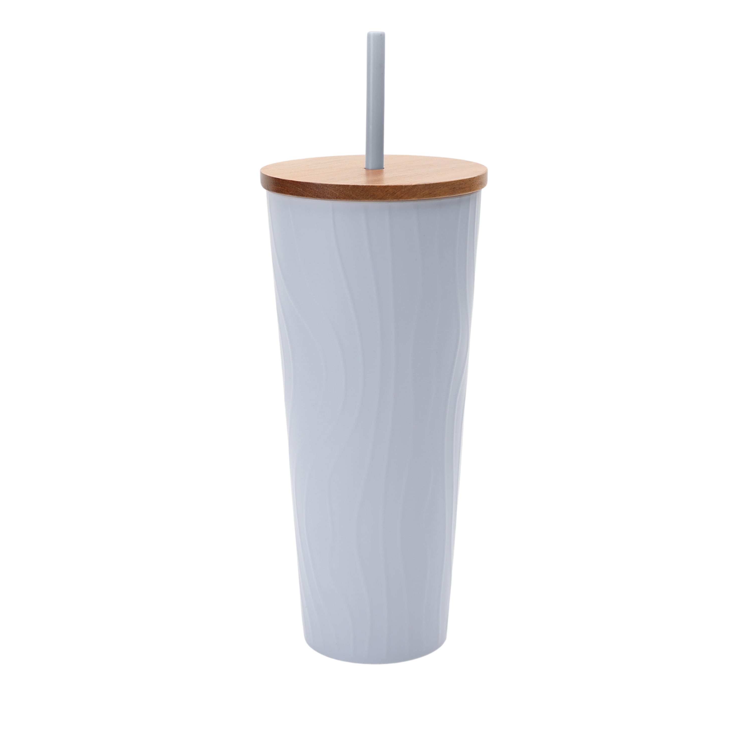 Mainstays Blue Swirl Textured Recycled PET Tumbler with Lid and Straw