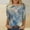 Blue, variant on Babysbule Womens Tops Fashion Women's Fashion Printed Loose T-shirt 3/4 Sleeves Blouse Round Neck Casual Tops