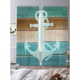 thumbnail image 3 of Nautical Anchor Sheer Curtains 2 Panels Set Vintage Blue Brown Wood Grain Ocean Sheer Window Curtains Light Filtering Rod Pocket Voile Drapes for Bedroom Living Room 52"X96", 3 of 8