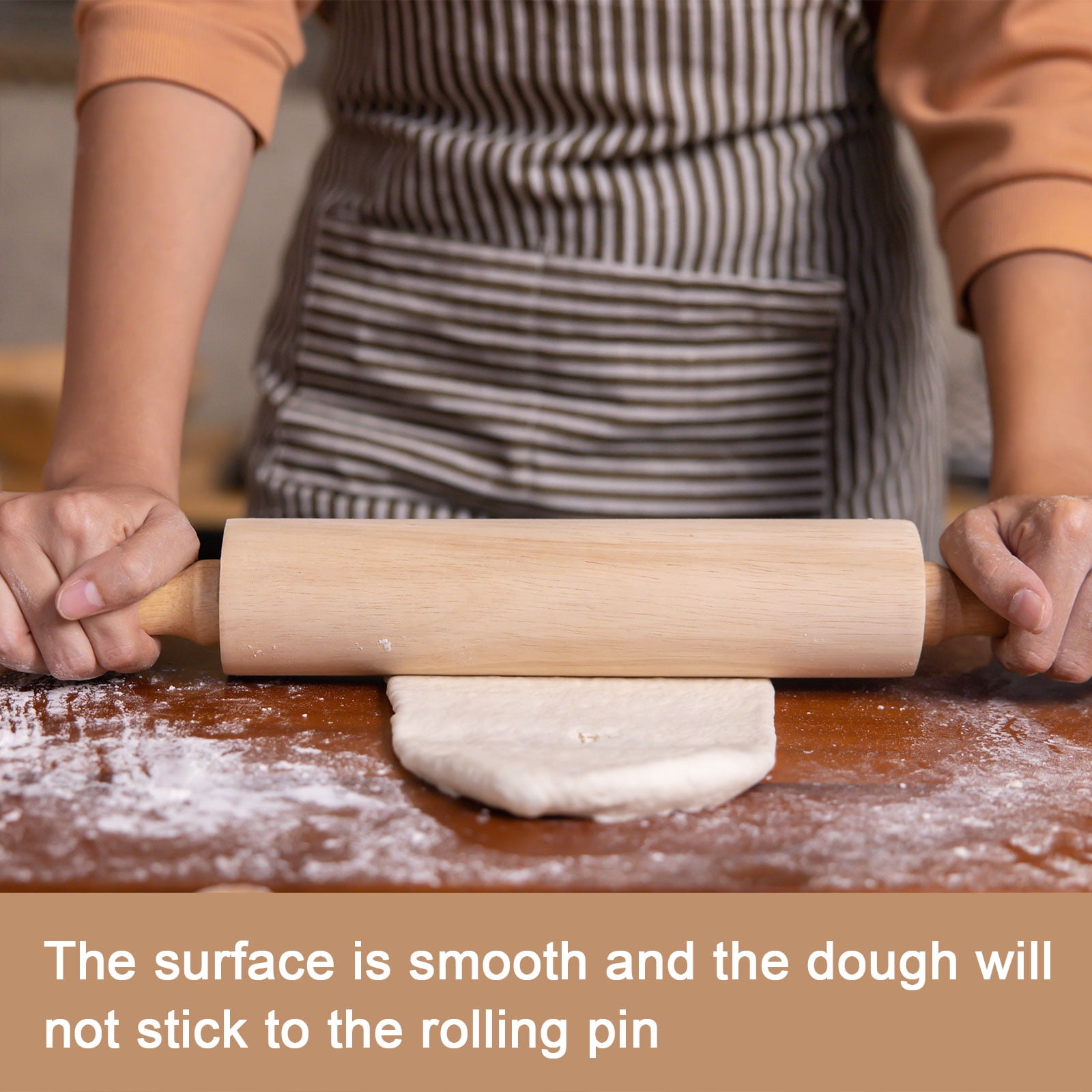 Unique Bargains Smooth Non-Stick Ebony Wood Rolling Pin for Baking and Dough 9.4"x1.1"