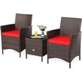 thumbnail image 1 of unbranded 3 Pieces Patio Rattan Furniture Set, Outdoor Wicker Cushioned Sofa with Tempered Glass Tabletop, Rattan Conversation Set for Porch Yard Balcony Backyard Pool, Red, 1 of 18