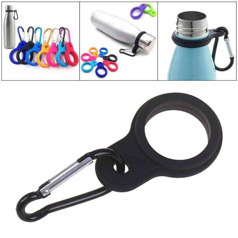 Portable Silicone Water Bottle Holder Mineral Drink Carabiner Buckle Clip  Fishing Outdoor Camping Hiking Running Sports Backpacking Climbing - Black,  5.5x3.5cm 