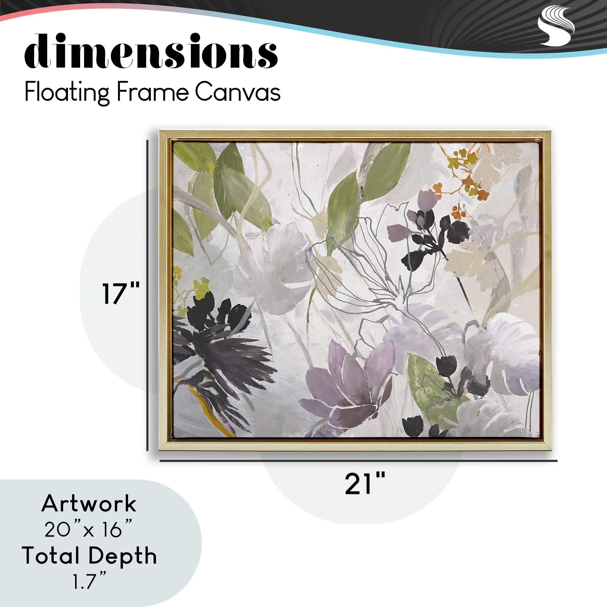 Soft Spring Organic Flora Gold Framed Floater Canvas Wall Art, design by Design Fabrikken