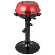 1600W Electric BBQ Grill with Removable Non-Stick Warming Rack-Red