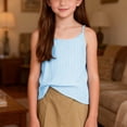 thumbnail image 4 of T-Shirts For Little Girls Summer Casual Sleeveless Tank Top With Striped Design Vest Tops Basic Tees Size 7-8T, 4 of 7