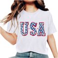 thumbnail image 2 of Teissuly Women's Fashion Independence Day Printed Short Sleeved Round Neck T-shirt Top, 2 of 6