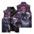thumbnail image 5 of Chaqueta sin mangas con cremallera y bolsillo con cuello alto de nuevo estilo, estampado 3D Jujutsu Kaisen, chaleco deportivo para viajes al aire libre a prueba de viento, 5 of 5
