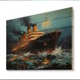thumbnail image 2 of Designart "Boat Titanic composition Interwoven II" Transportation Print on Natural Pine Wood, 2 of 5