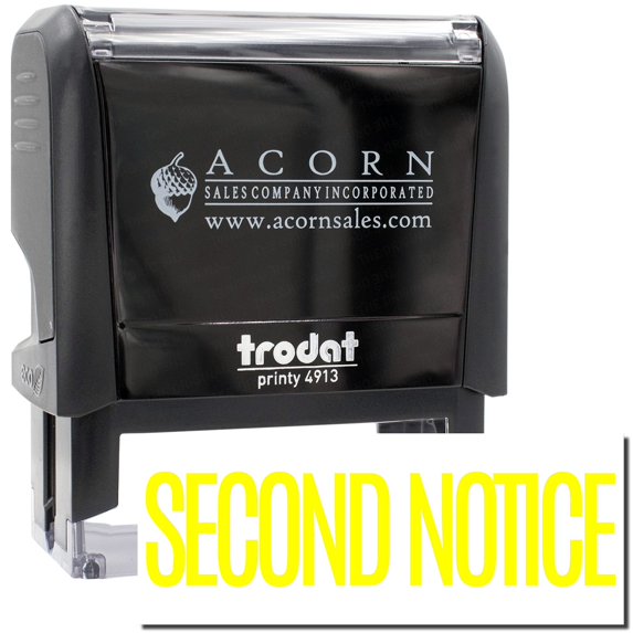 Large Self-Inking Narrow Font Second Notice Stamp, Trodat Printy 4913, Press and Print Stamping, Impression Size 7/8" x 2-1/4", Up to 10,000 Impressions - Yellow Ink