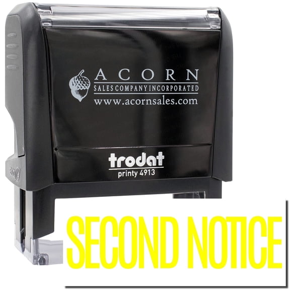 Large Self-Inking Narrow Font Second Notice Stamp, Trodat Printy 4913, Press and Print Stamping, Impression Size 7/8" x 2-1/4", Up to 10,000 Impressions - Yellow Ink