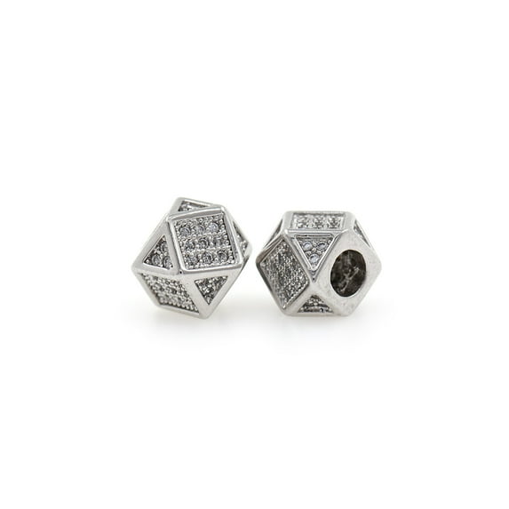 Cube Bead,Micro Pave CZ Stone Metal Square Spacer Beads,Bracelet Charms,DIY Jewelry Findings 7x7mm 10Pcs