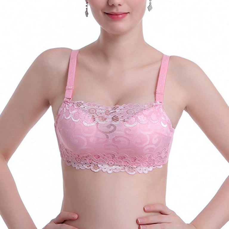 WomenbThin Section Gathered Bras Breathable Comfortable Lace Underwear Tube  Top Three Rows of Buckles