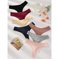 thumbnail image 3 of Wausea Cotton Thongs for Women Breathable Low Rise Bikini Lady Panties Womens Underwear Sexy, 7 Pack, M, 3 of 7