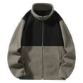 thumbnail image 3 of Momasggi Full Zip Fleece Sweatshirt for Men Trendy Colorblock Jackets Big and Tall Stand Collar Long Sleeve Sweatshirts Fall Winter Warm Coats with Zipper Pockets Army Green XL, 3 of 9