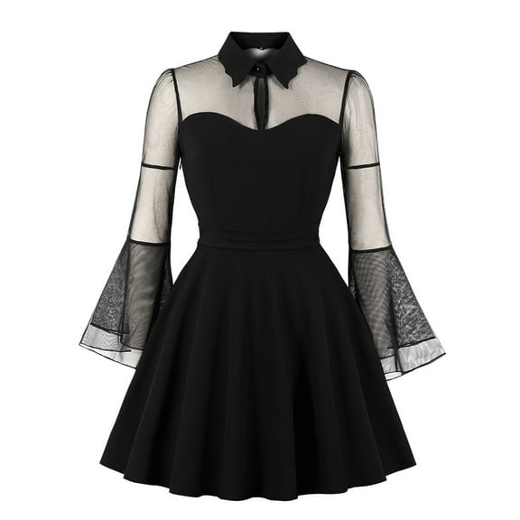 Women's mesh dress, Polyester, Black, XL