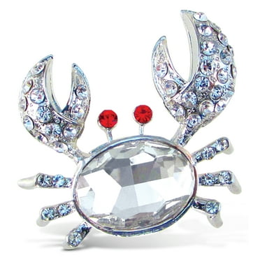 CoTa Global Crab Sparkling Refrigerator Magnet - Silver & Red Sparkling Rhinestones Crystals, Cute Sparkly Ocean Life Animal Magnet for Kitchen Door Fridge, Cool Home & Office Novelty Decor - 3 Inch