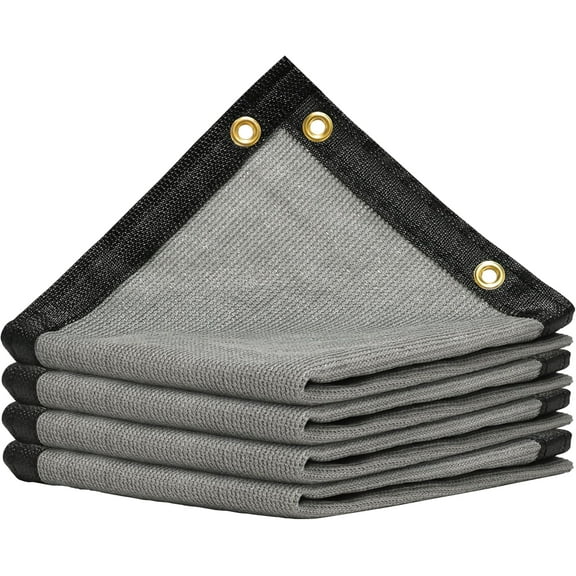 AMGO 2' x 2' Grey Custom Size Shade Cloth with Grommets - 90% Sunblock, Durable Mesh Fabric Tarp for Dog Kennel Cover, Fence Privacy Screen, Greyhouse, Chicken Coop & Pet Playpen