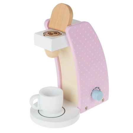 Pretend Play Coffee Maker-Wooden Brewer, Espresso or Cappuccino Cup and Coffee Bean Insert by Hey!