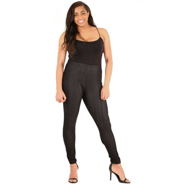 LAVRA Women's Plus Size High Waist Denim Legging Jegging Slim Fit  Stretchy-XL/2XL-Black