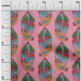 thumbnail image 1 of oneOone Viscose Jersey Pink Fabric Leaves & Paisley Block Craft Projects Decor Fabric Printed By The Yard 60 Inch Wide, 1 of 5