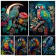 thumbnail image 2 of Kits de punto de cruz de pintura de diamantes, bordado de diamantes de fantasía, loros azules, pájaro, peonía, flor, mosaico de diamantes, decoración de taladro completo, 2 of 4