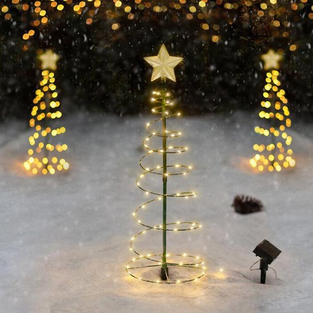 Adorno festivo de Navidad, árbol de Navidad con energía Solar, decoración de jardín de césped con luz Led