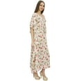 thumbnail image 2 of Bimba Printed Caftan Long Maxi Boho Kaftan Cover Up White Drawstring Waist-12, 2 of 5