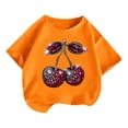 thumbnail image 4 of Landzoo Toddler Boys Girls T-Shirt Cherry Pattern Print Short Sleeve Crew Neck Tops Summer Casual Girls Tees Size 12-14 Years Orange, 4 of 4