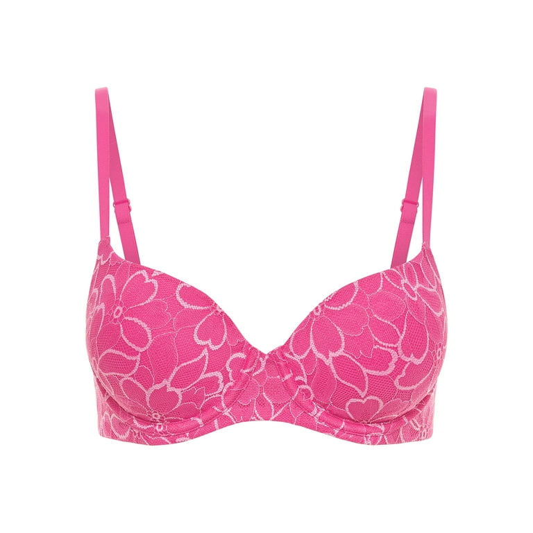 No Boundaries Junior's All Over Floral Lace Push Up Bra, Sizes 32B