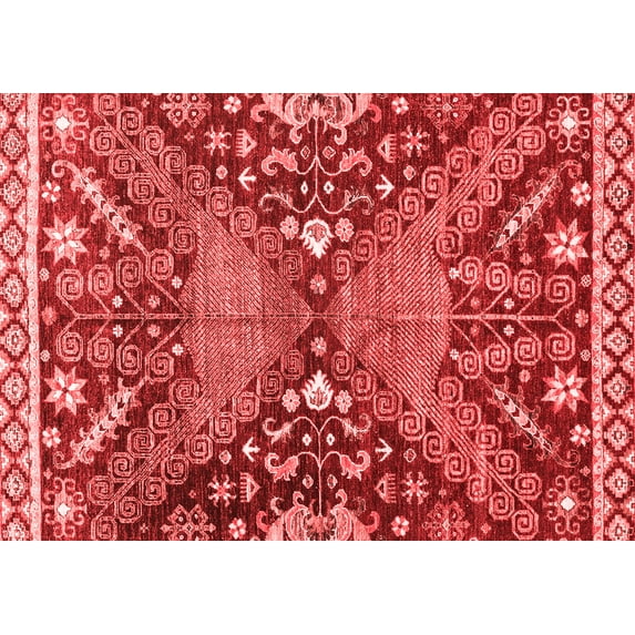 Ahgly Company Indoor Rectangle Abstract Red Modern Area Rugs, 2' x 5'