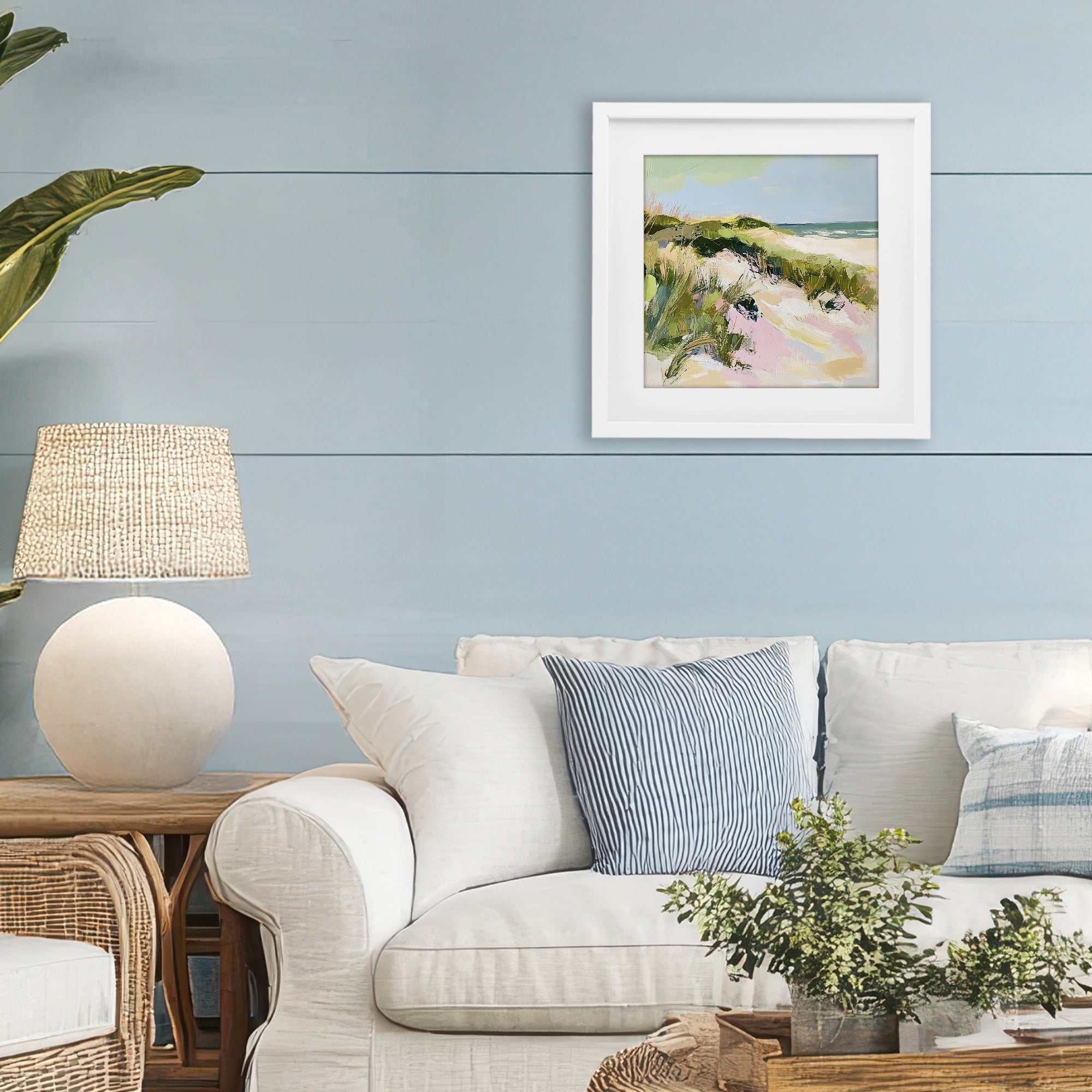 Stupell Industries Pastel Coastal Dunes at Sunrise White Framed Print Under Glass, design by Heidi Kuntz