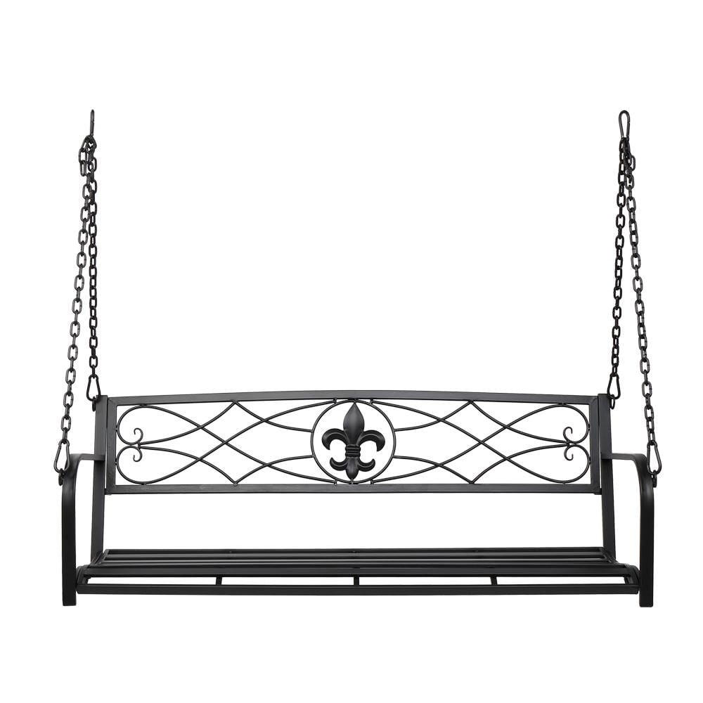 2Person Metal Outdoor Porch Swing, Hanging Patio Bench w/ Weather