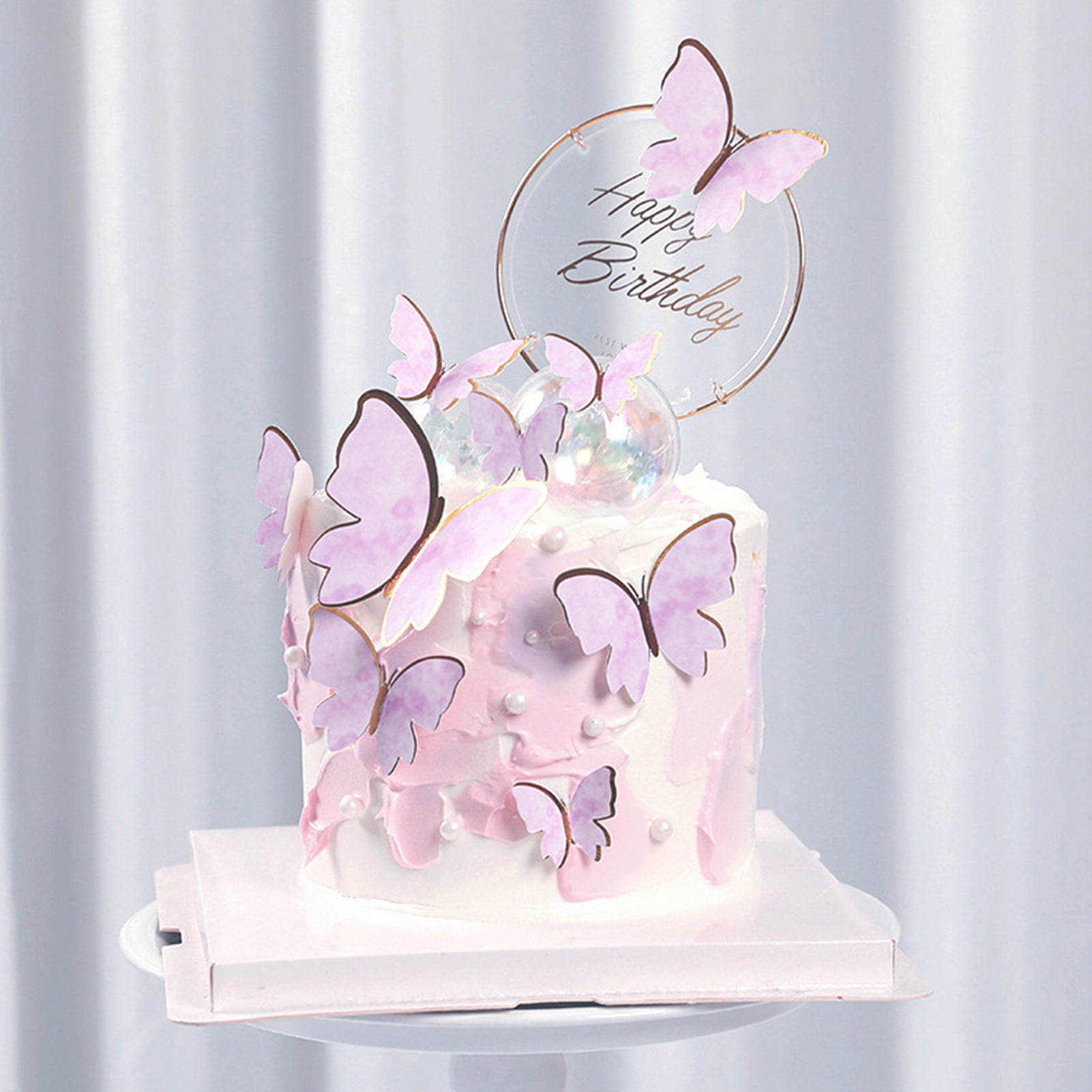 11pcs/set Paper Cake Topper, Modern Butterfly Design Cake Top