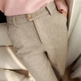 thumbnail image 2 of Pantalones de tubo Harem de lana para mujer, traje informal de cintura alta para oficina, otoño e invierno, 2024, 2 of 5