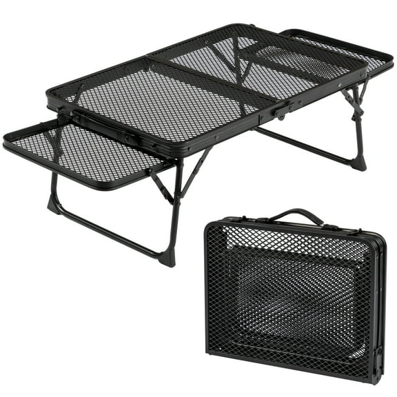 3ft Portable Folding Picnic Table with Wing Panels - Lightweight Aluminum Alloy Camping Table for Outdoor, BBQ, Tailgating & Patio (Black)