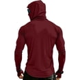 thumbnail image 5 of Men's Full Face Coverage Sun Shirt with Built-in Mask and Thumbholes Featuring Raglan Sleeves for Summer Fishing Hiking Cycling Running Beach Trips Wine S, 5 of 9