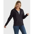 thumbnail image 3 of Hanes Women's Slub Jersey Full Zip Hoodie Black 2XL, 3 of 6