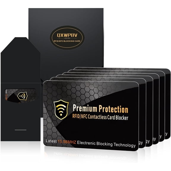 QXWPBV 5-Pack RFID & NFC Blocking Cards – Credit/Debit Card & Passport Protection – Slim Wallet Shield