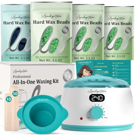 Lansleywax Waxing Kit for Women Men at Home Use Digital Wax Warmer & 14.1oz Hard Wax Beads for Sensitive Skin Brazilian Bikini Full Body Hair Removal