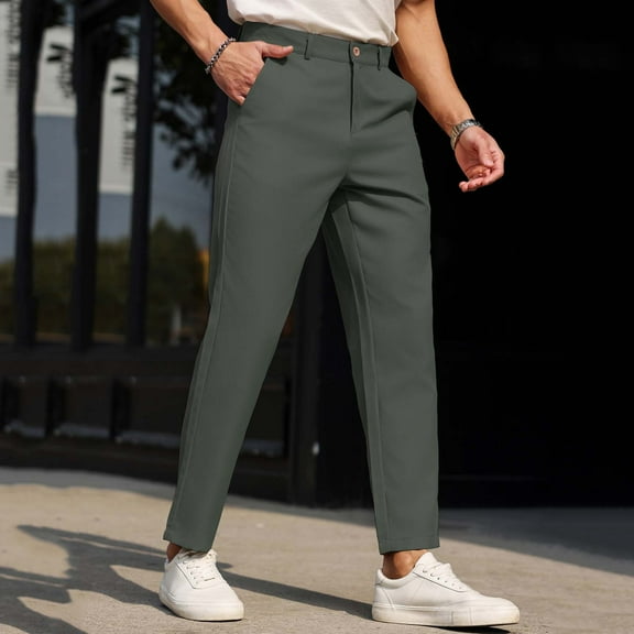 YueHuiYing Men's Golf Pants Stretch Work Dress Comfy Pants Lightweight Casual Slacks Trousers with Pockets