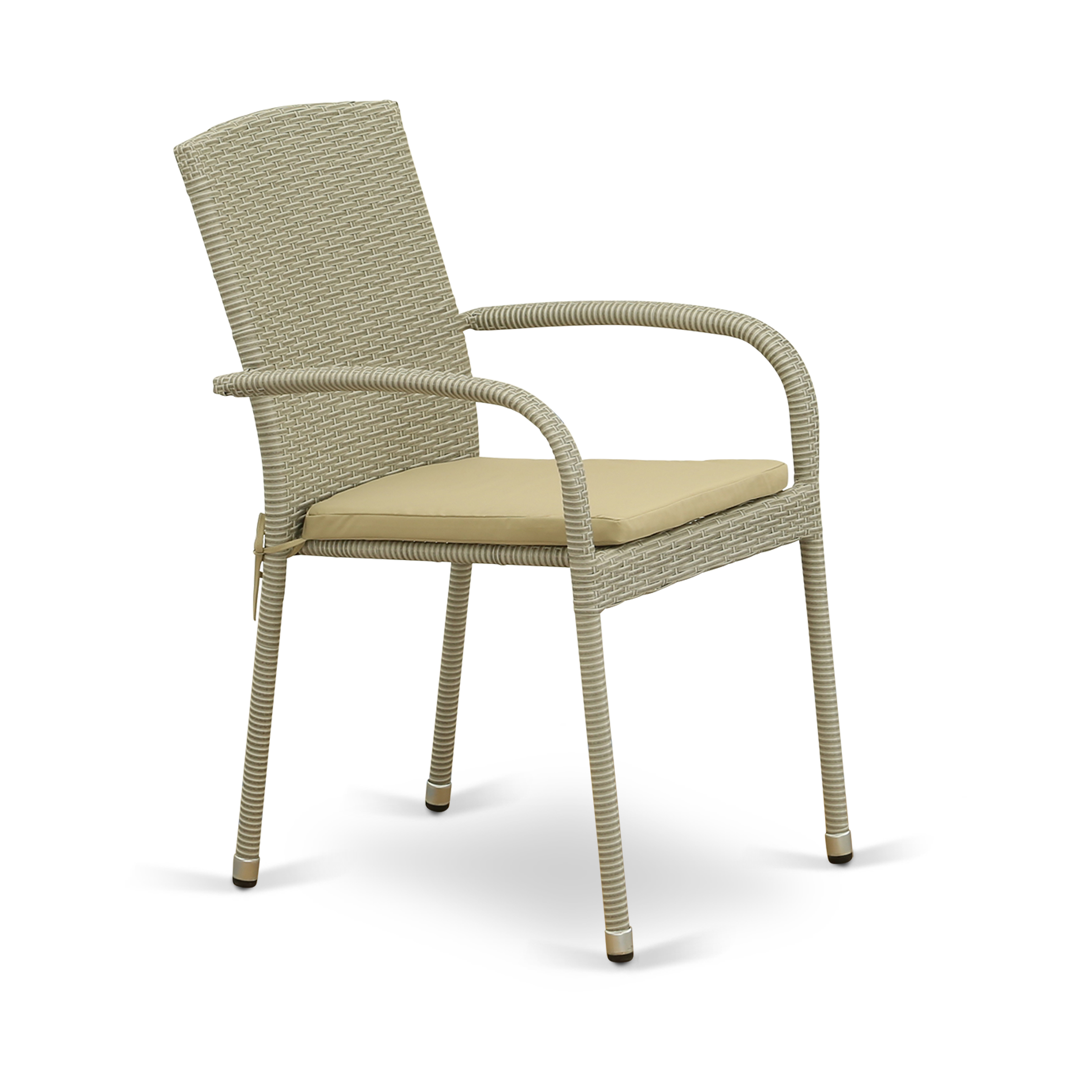 East West Furniture Outdoor Dining Chair - Wicker - Set of 2 - with Cushion - Natural and Beige - image 3 of 7