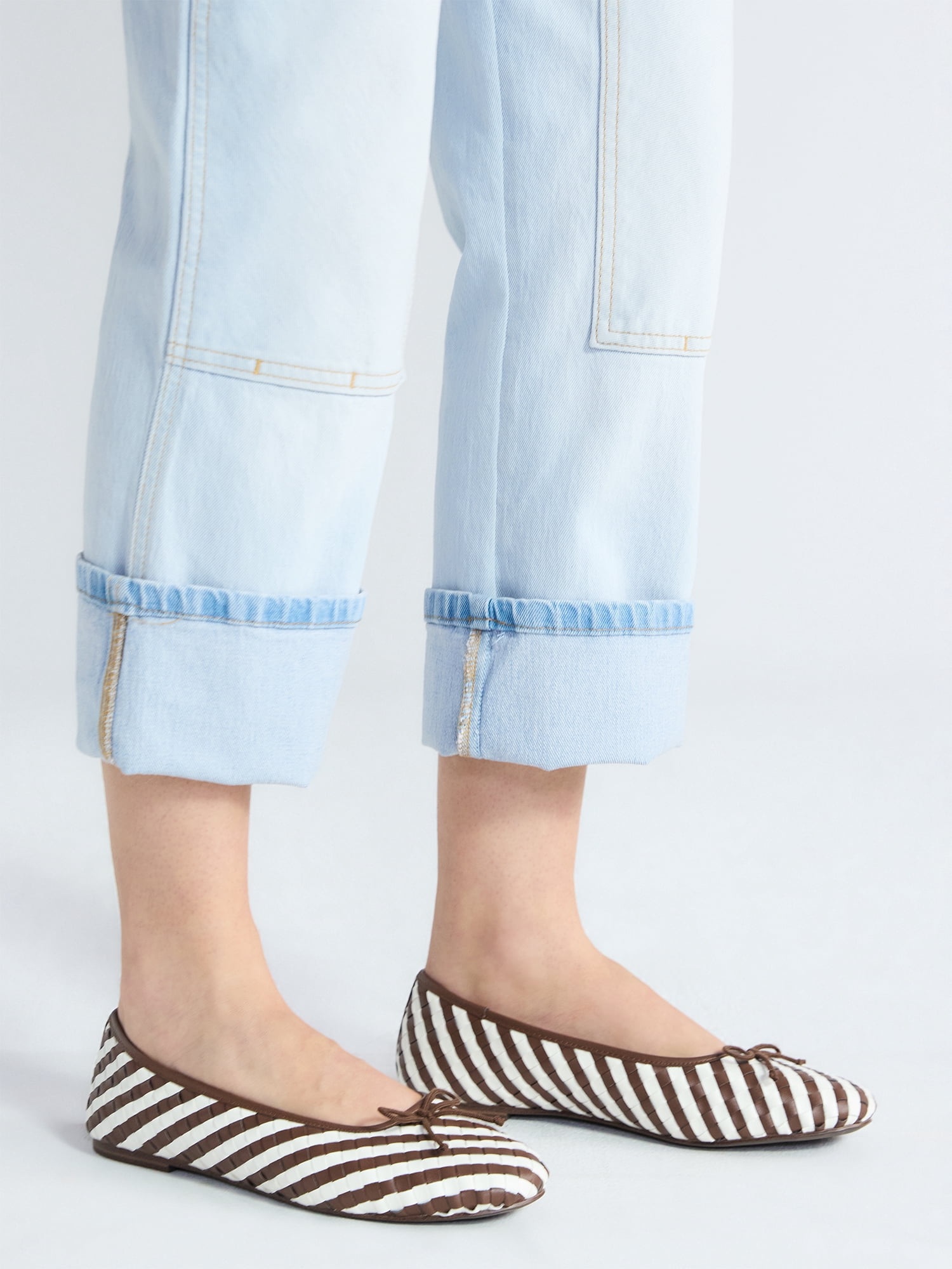 Free Assembly Women's Striped Woven Ballet Flats